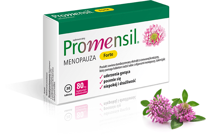 Packshot Promensil Forte i czerwona koniczyna